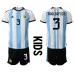 Günstige Argentinien Nicolas Tagliafico #3 Babykleidung Heim Fussballtrikot Kinder WM 2022 Kurzarm (+ kurze hosen)